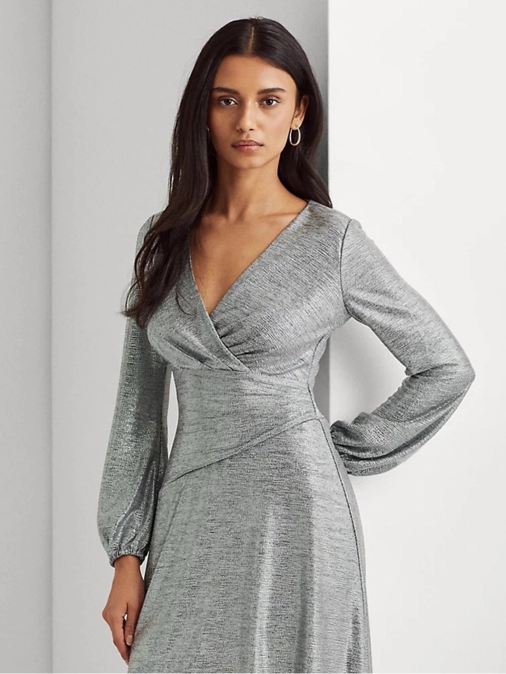 Lauren Ralph Lauren Metallic Long Sleeve Dress